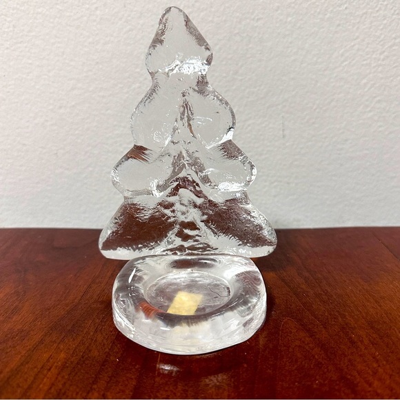 ENERYDA Sweden Clear Art Glass Christmas Tree Tealight Votive Candle Holder - Picture 2 of 7